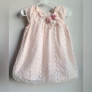Catherine Malandrino - Girl's Pink Off White Floral Lace Dress, Sz 12 Mo